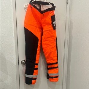 YardMaris High-Visibility Orange/Black Work Chainsaw Chap Pants